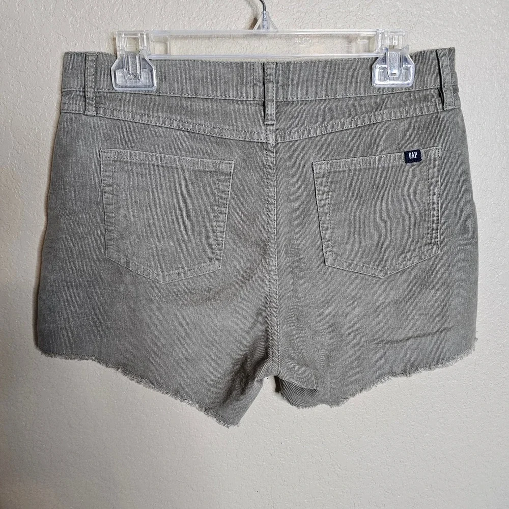 Gap Womens Corduroy Shorts Size 6 Olive Green Sage Gray Raw Hem Stretch 5-Pocket